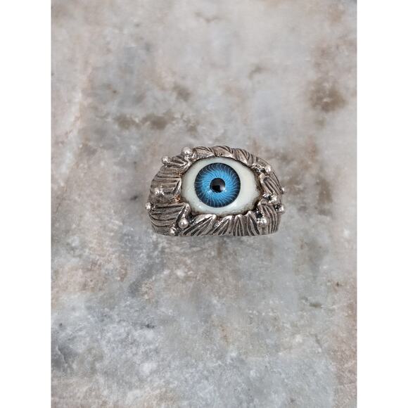 N/A Jewelry - 925 Silver with Blue Evil Eye Ring Size 9